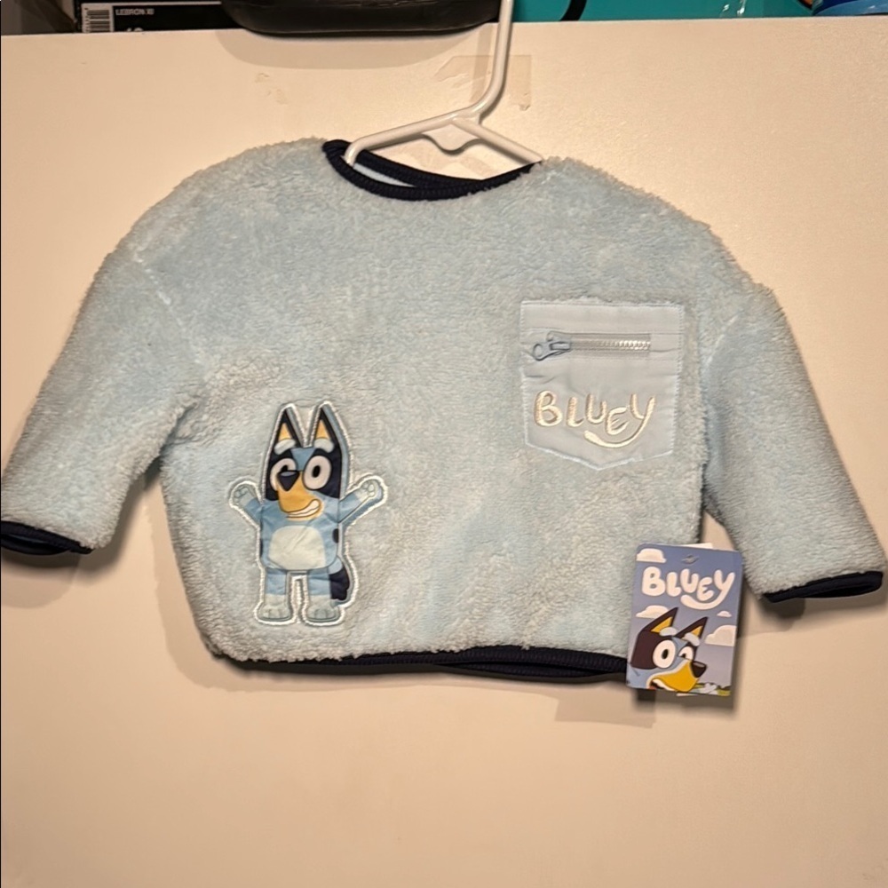 Bluey Light Blue Fleece Sweater with Bluey Patch